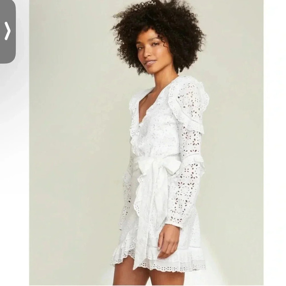 Veronica Beard Julia eyelet white long sleeve dress . Size 0. New with belt - Picture 2 of 9